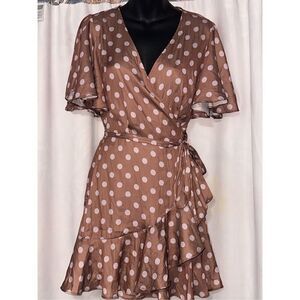 NEW WITH TAGS Mustard Seed silky Brown polka dots Size Small Knee Length Short S